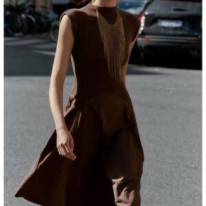 NWT Zara soft combination Brown Dress